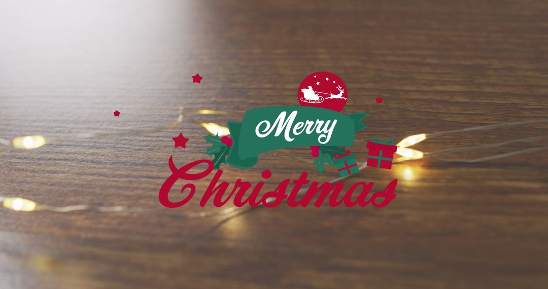 Festive Merry Christmas Greeting with Holiday Lights