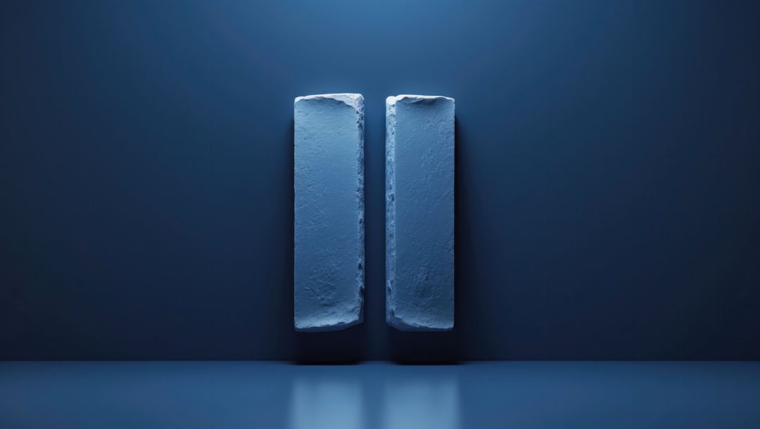 Floating Rectangular Blocks with Blue Gradient Lighting