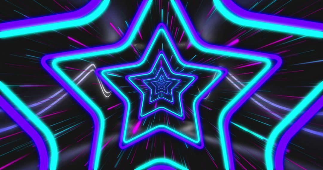 Neon Star Tunnel with Vibrant Geometric Patterns