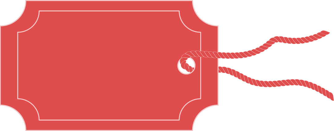 Red Label with Rope on Transparent Background, Copy Space