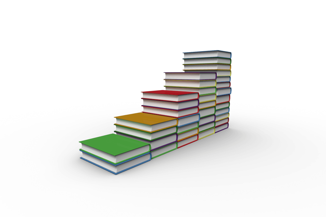 Transparent Growing Stacks of Colorful Books for Reading Concept