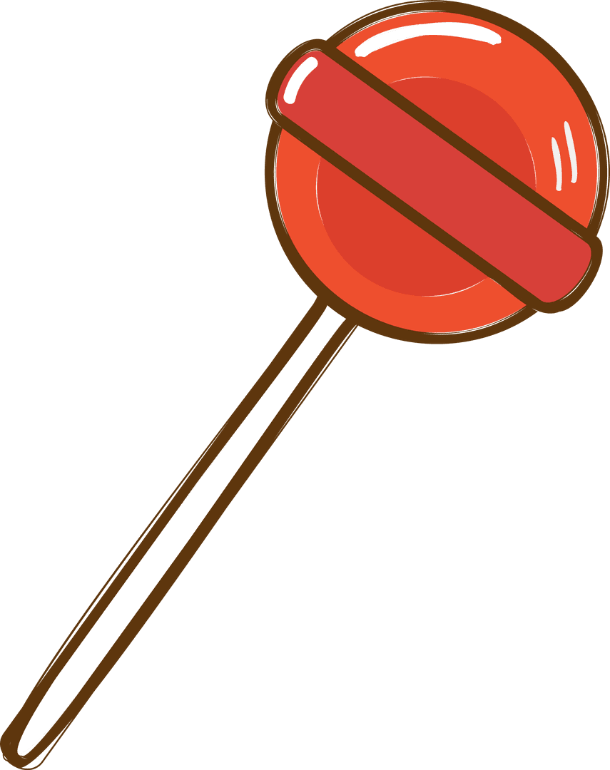 Red Lollipop with White Stick on Transparent Background