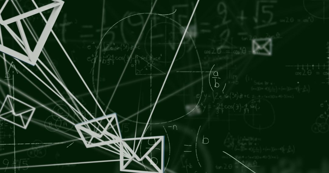 Digital Network Connections Overlaid with Mathematical Equations