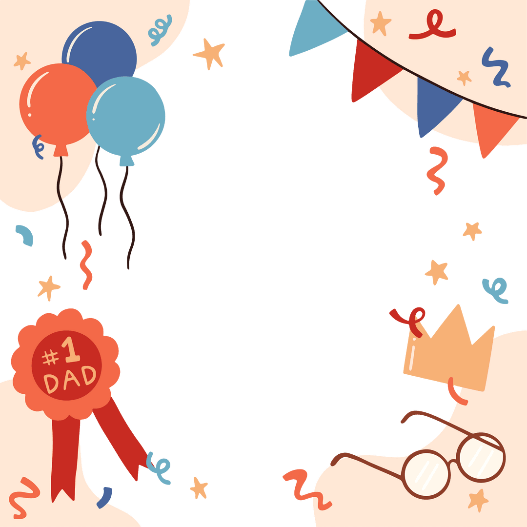 Colorful Festive Dad Themed Frame with Transparent Background