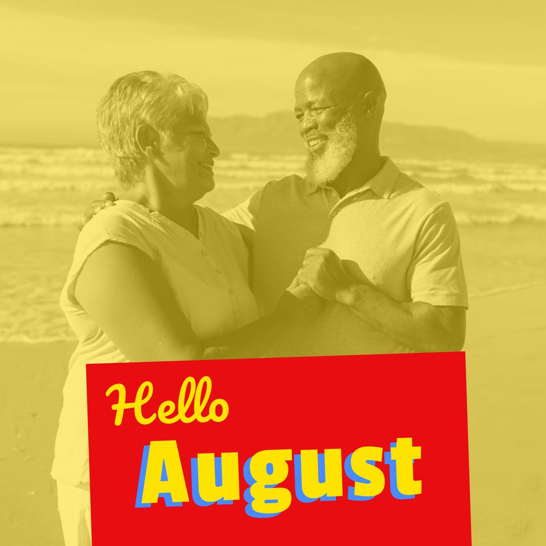 Senior Couple Sharing Joyful Moment on August Beach