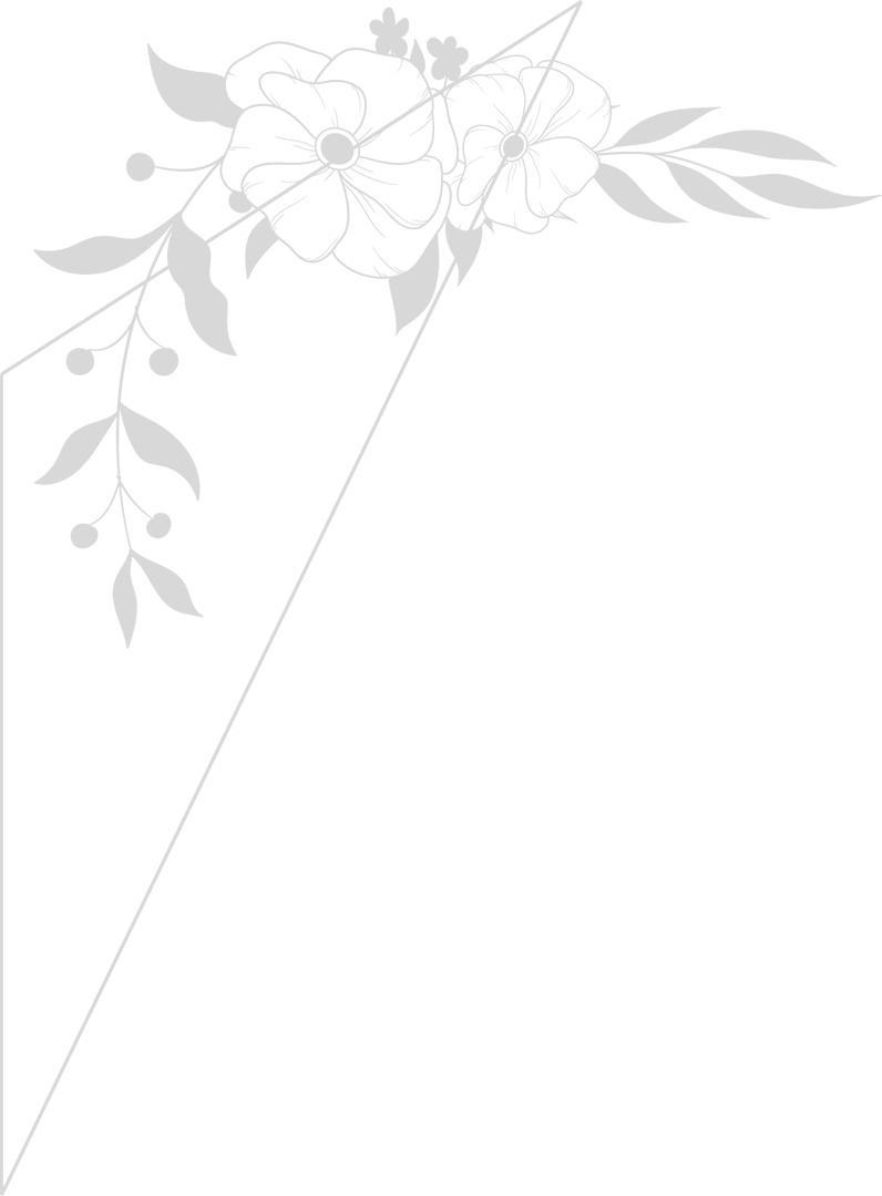 Elegant Floral Corner Design with Leaves on Transparent Background