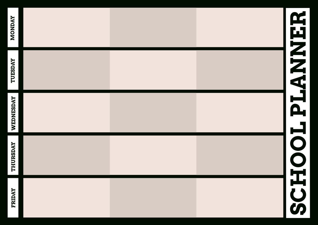 Weekly School Planner Template with Detailed Weekday Grid