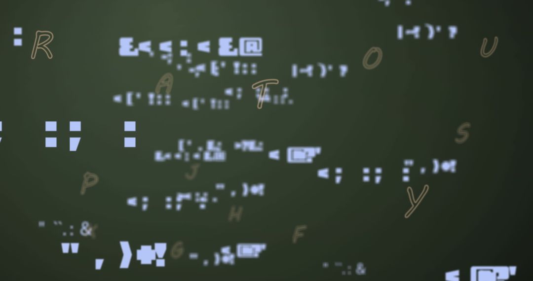 Abstract Digital Code Over Green Display with Alphanumeric Fragments