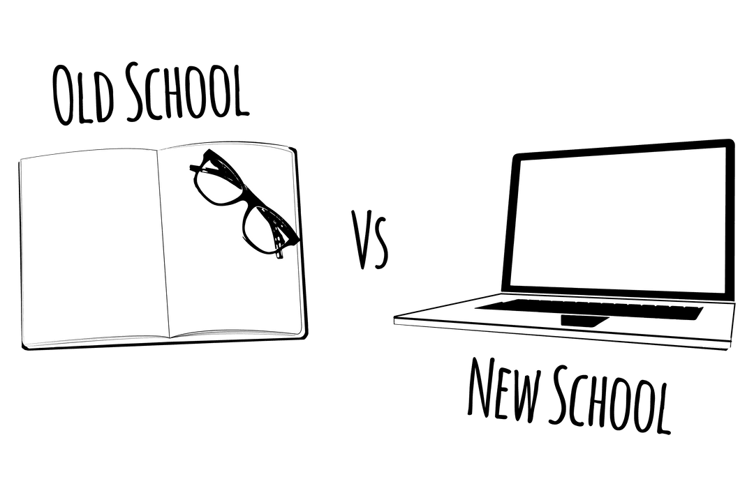 Old School Versus New School Illustration Transparent Background