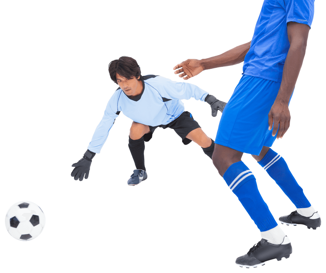 Diverse Football Players in Action on Transparent Background