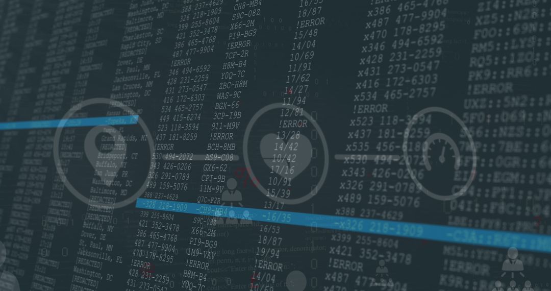 Digital Interface with Data Analytics Icons on Dark Background