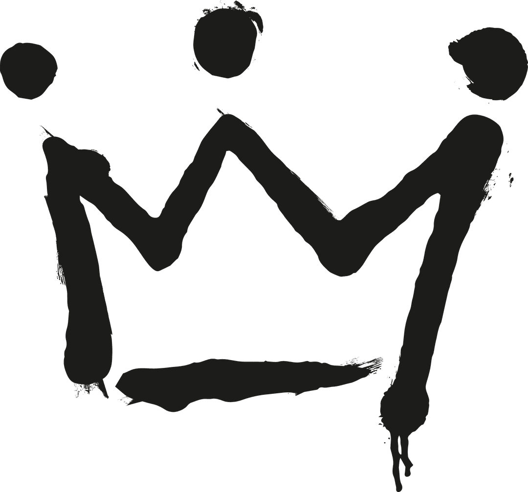 Hand Drawn Black Crown Symbol on Transparent Background
