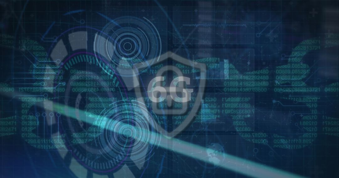 Futuristic 6G Technology Interface with Security Hologram and Data