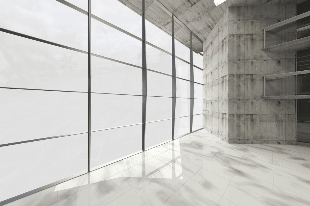 Transparent Modern Airport Interior with Large Windows and Polished Floors