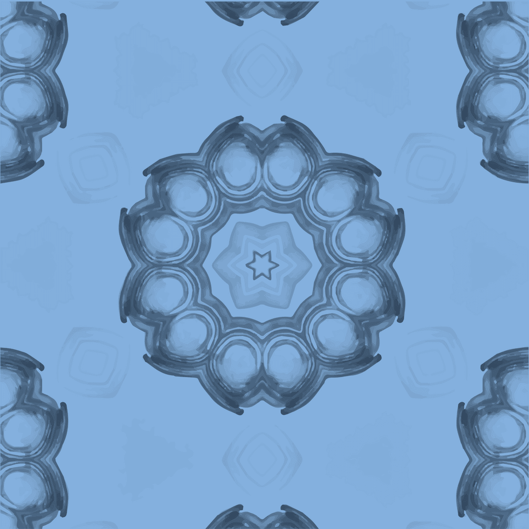Digital Blue Pattern of Repeated Shapes on Transparent Background