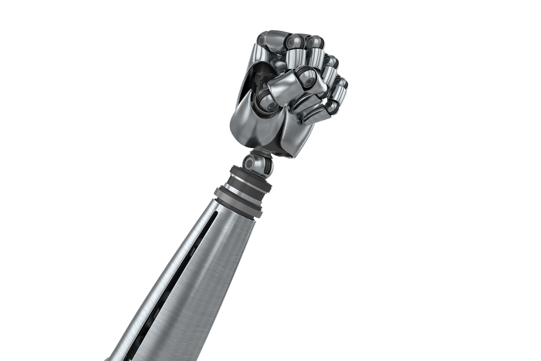 Transparent robotic hand with clenching fist demonstrating strength - Download Free Stock Images Pikwizard.com