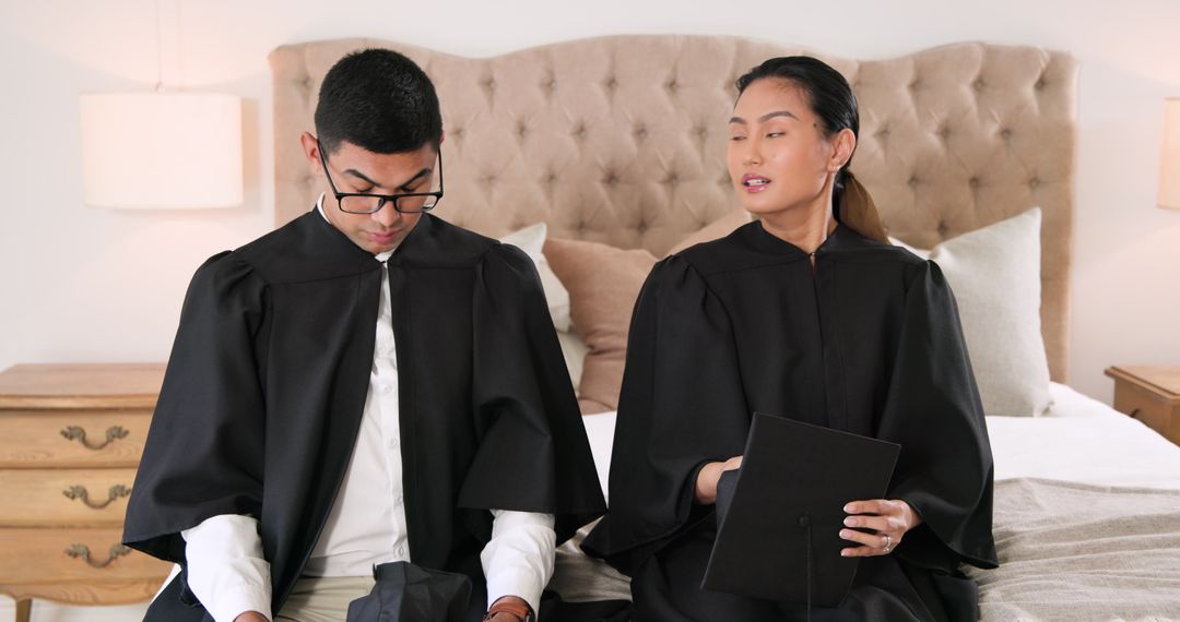 Graduates Preparing for Celebration Day at Home