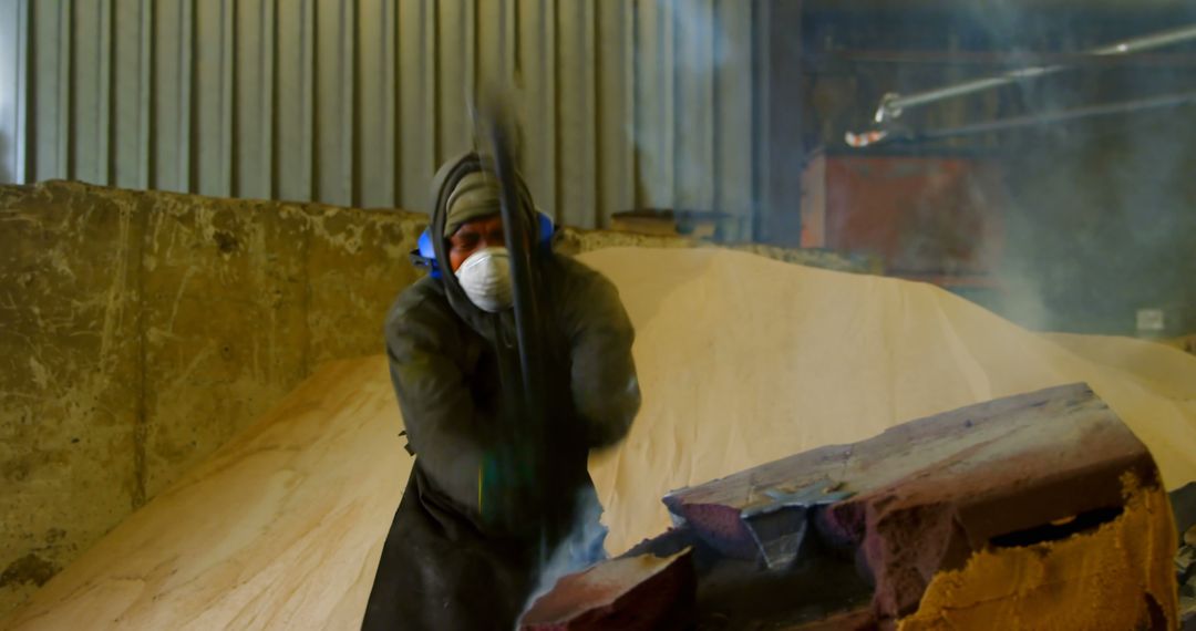 Industrial Worker Breaking Material in Factory - Free Images, Stock Photos and Pictures on Pikwizard.com