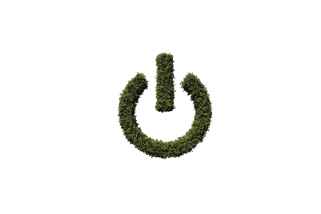 Transparent Power Symbol with Grass Texture, Eco-Friendly Technology