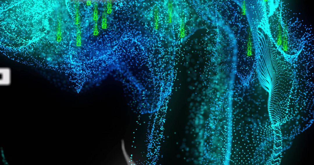 Abstract Futuristic Digital Particle Flow with Binary Code - Free Images, Stock Photos and Pictures on Pikwizard.com