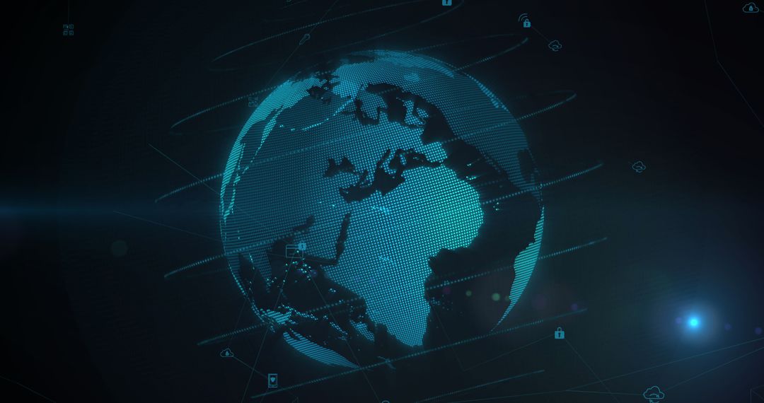 Glowing Digital Earth with Global Network Connections