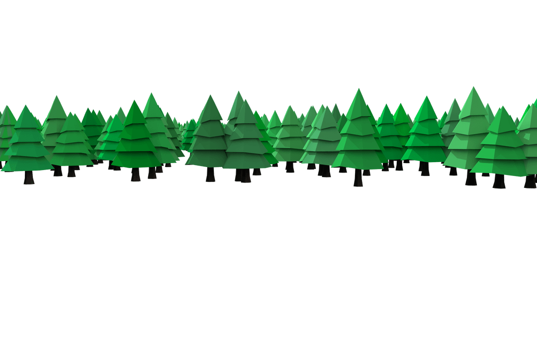 Digital Illustration Green Coniferous Forest on Transparent Background