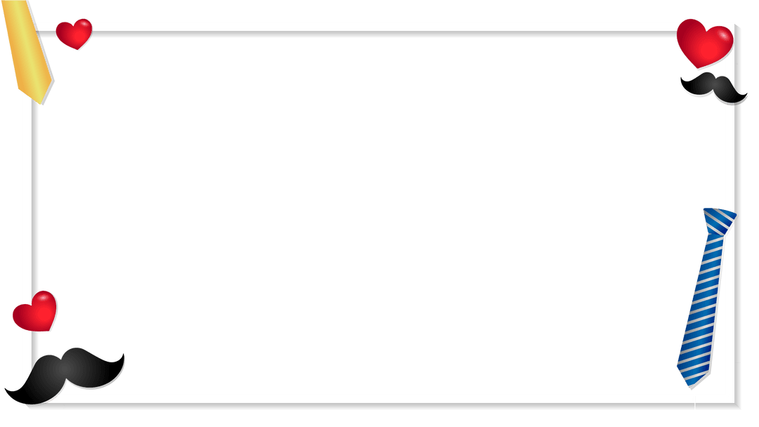 Transparent Border with Ties, Hearts, Mustaches Design