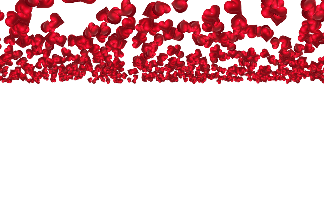 Floating Red Hearts in Romantic Arrangement on Transparent Background