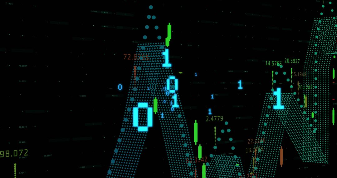 Financial Data Visualization with Binary Coding in Green-Blue Palette