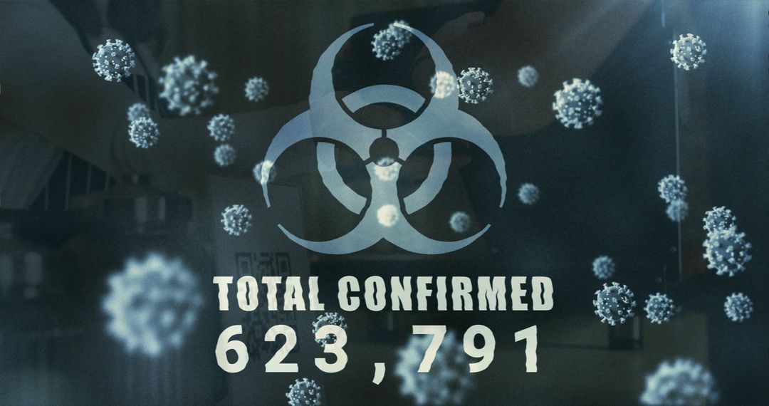 Biohazard Symbol with Virus Count: Global Pandemic Overview