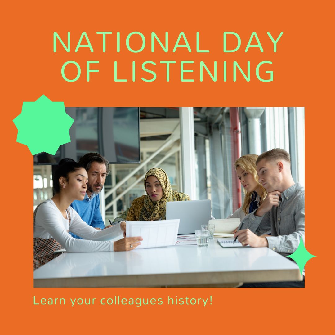 Diverse Team Engaging in Dialogue for National Day of Listening