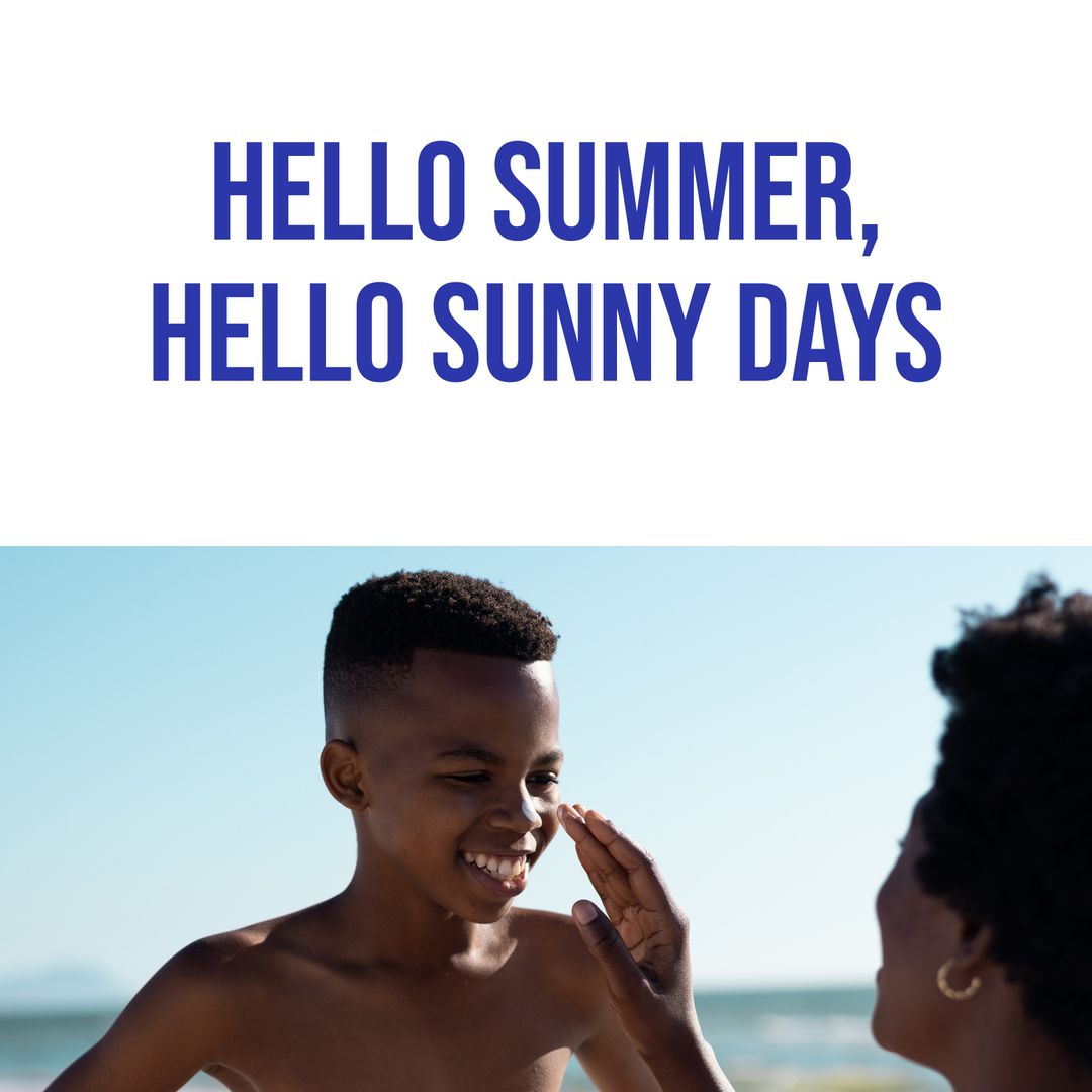 Mother and Son Enjoying Sunny Day at Beach