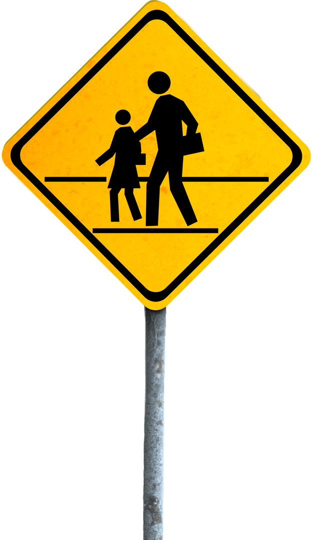 Transparent Pedestrian Crosswalk Sign with Pole