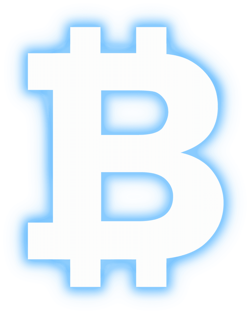 Transparent Bitcoin Symbol with Glowing Blue Effect