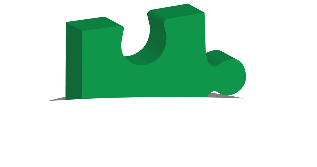 Green Puzzle Piece on White Background Symbolizes Unity