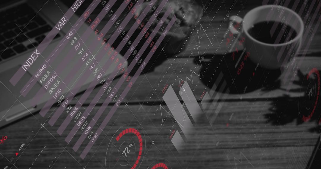 Digital Financial Data with Office Desk Background