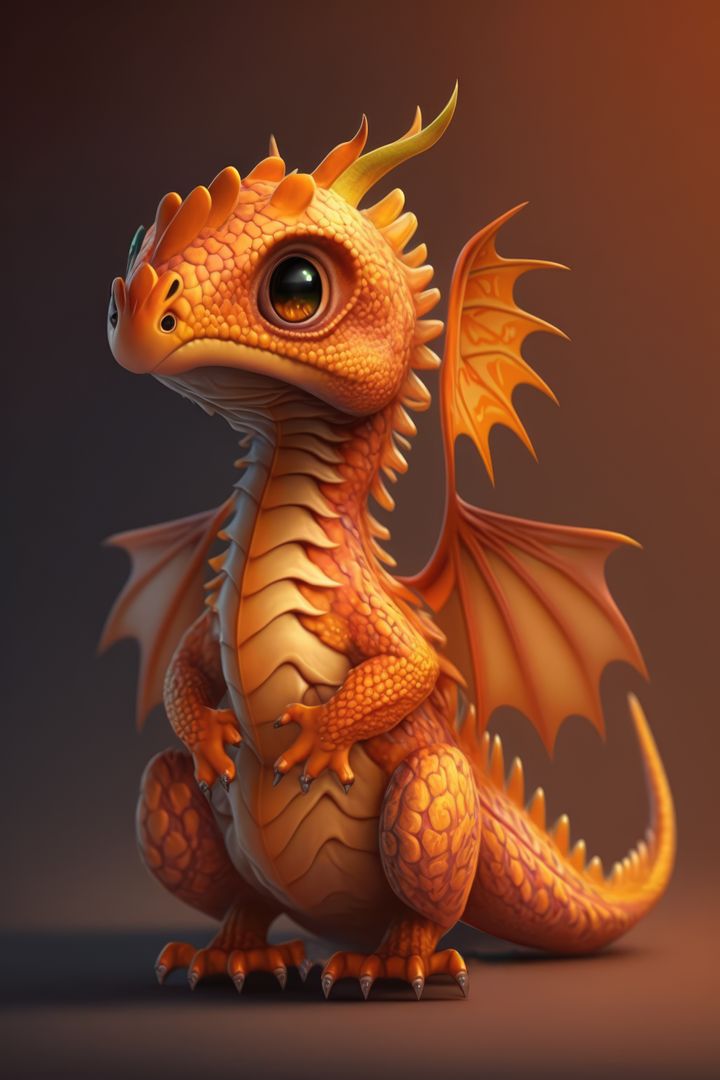 Image of cute yellow dragon over gray background, using generative ai technology - Free Images, Stock Photos and Pictures on Pikwizard.com