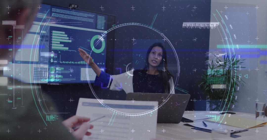 Diverse Team Analyzing Digital Financial Data Solutions in Modern Office