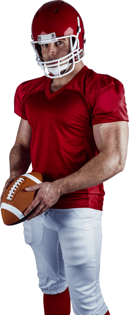 Transparent Background American Football Player Holding Ball
