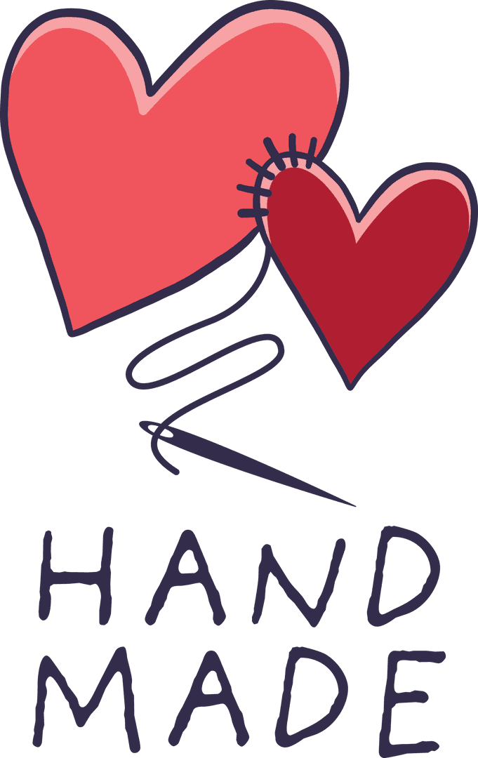 Handmade Hearts Artwork on Transparent Background Expression of Love