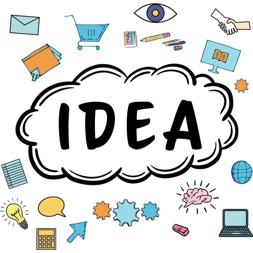 Business Concepts Cloud with Mixed Elements on Transparent Background