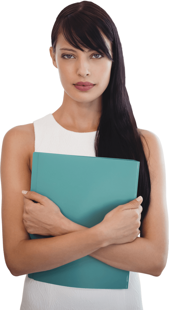 Confident Businesswoman Holding File Transparent Background