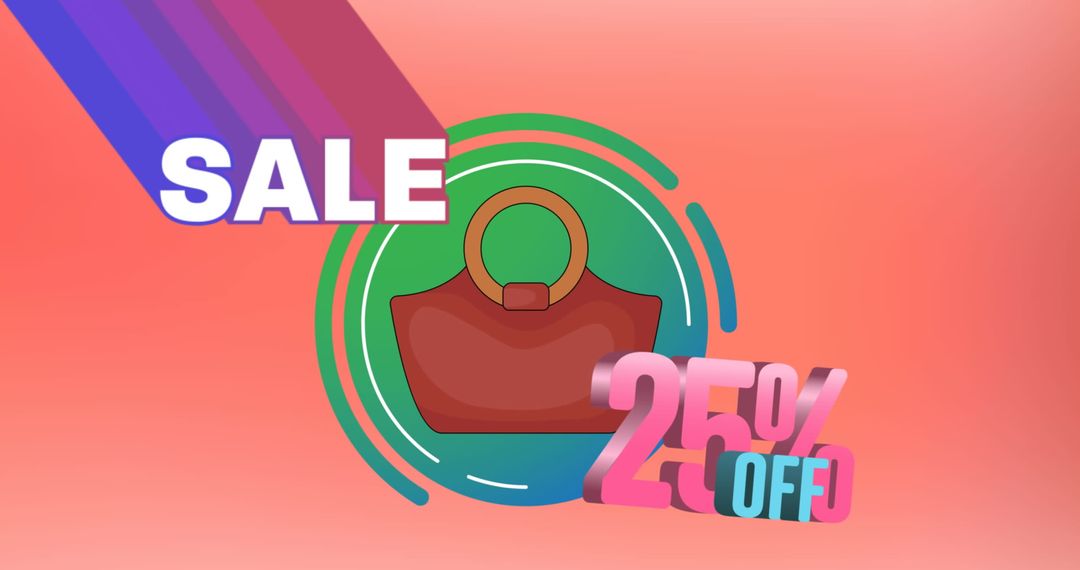 Shopping sale promotion with handbag icon on pink background