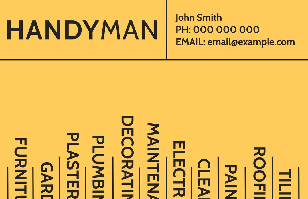 Handyman Business Card Template Highlighting Services and Contact Details - Download Free Stock Templates Pikwizard.com