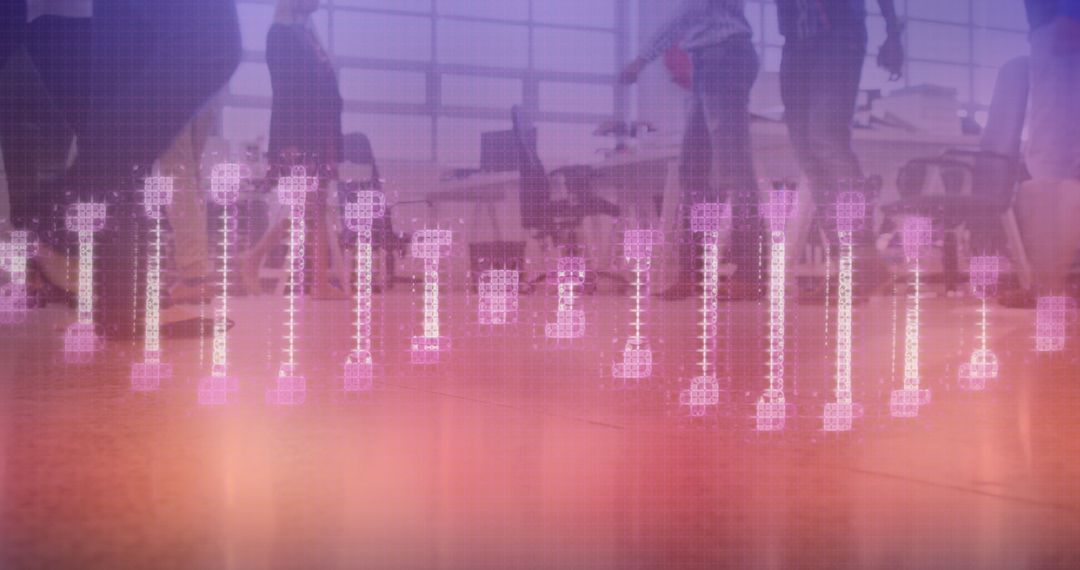 Digital Music Wave Visualized in Busy Office