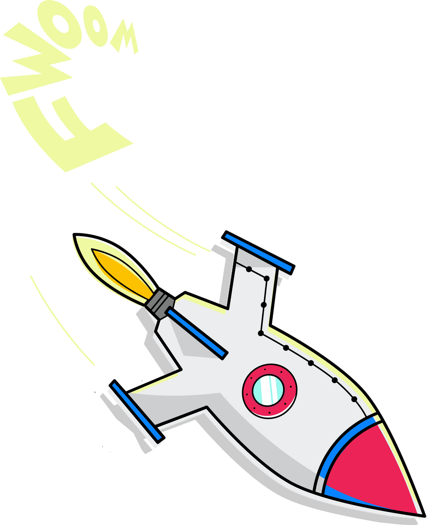 Cartoon Rocket Launch with Transparent Background for Dynamic Illustrations