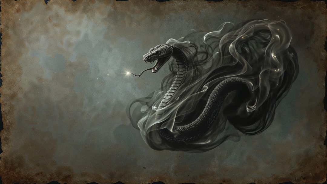 Mysterious Serpent Emerging from Smoke in Fantasy Void