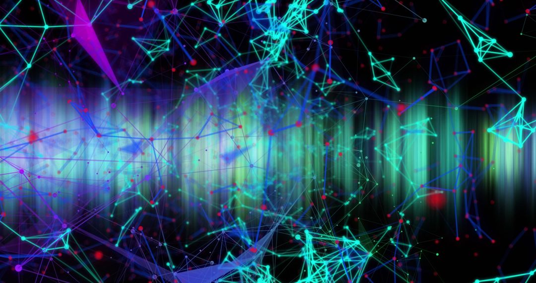 Futuristic Digital Network with Vibrant Blue and Green Connections