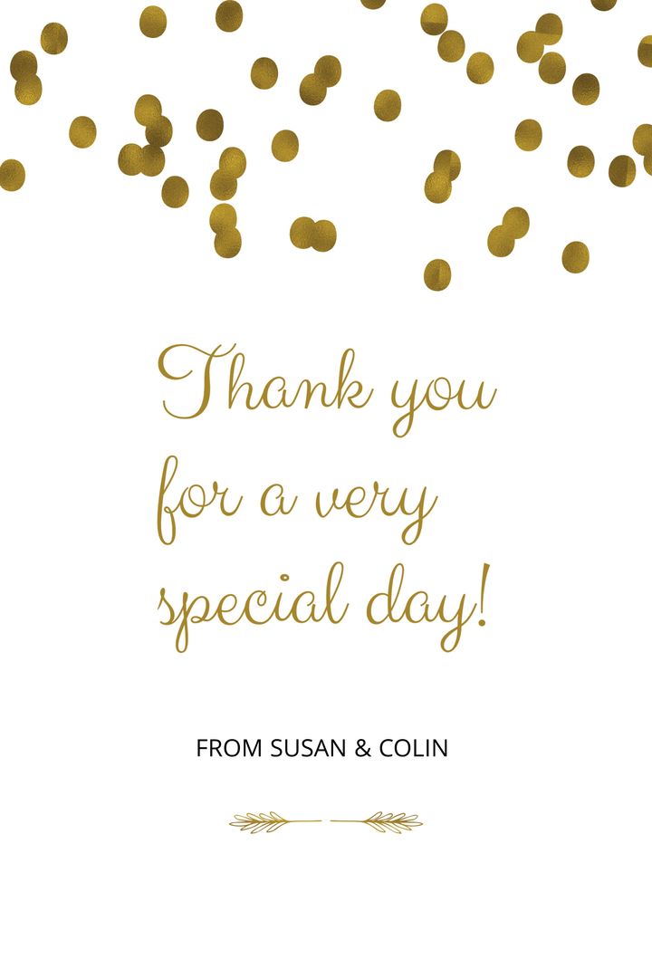Elegant Thank You Card with Gold Confetti and Heartfelt Message - Download Free Stock Templates Pikwizard.com