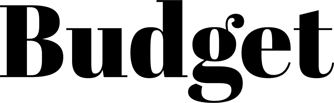 Black Handwritten Budget Text on Transparent Background
